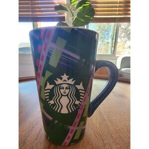 2020 Starbucks Holiday Green Plaid Christmas Tall Coffee Cup Tea Mug | 16oz